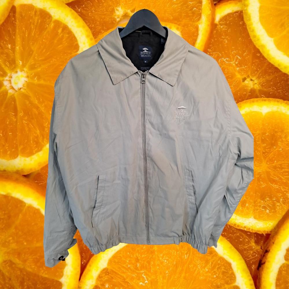 Pebble Beach Tan Full Zip Lightweight Coat Water and Wind Resistant Size Medium